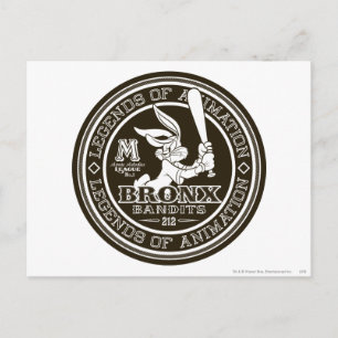 BUGS BUNNY™ Bronx Bomber's Round Logo B/W Postkarte