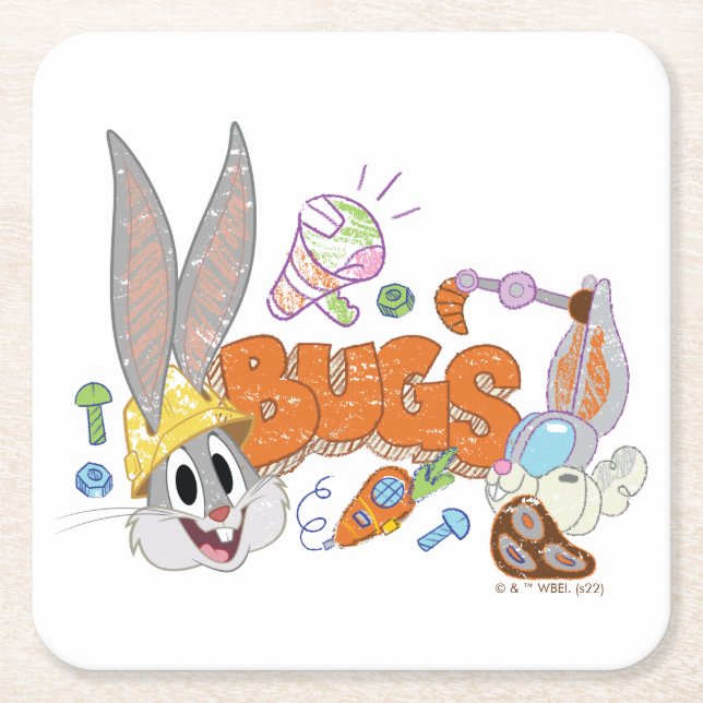 BUGS BUNNY BUILDERS™| BUGS BUNNY™ Sketch Art Rechteckiger Pappuntersetzer (Vorderseite)