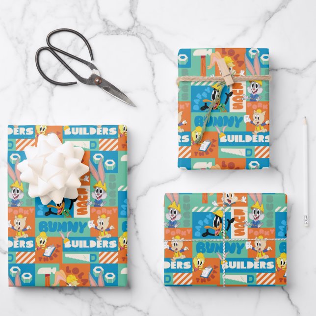 BUGS BUNNY BUILDERS™| Character Grid Pattern Geschenkpapier Set (Vorderseite)