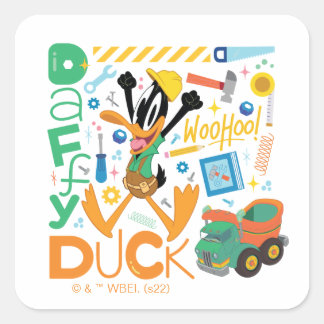 BUGS BUNNY BUILDERS™| DAFFY DUCK™-Arbeitstools Quadratischer Aufkleber