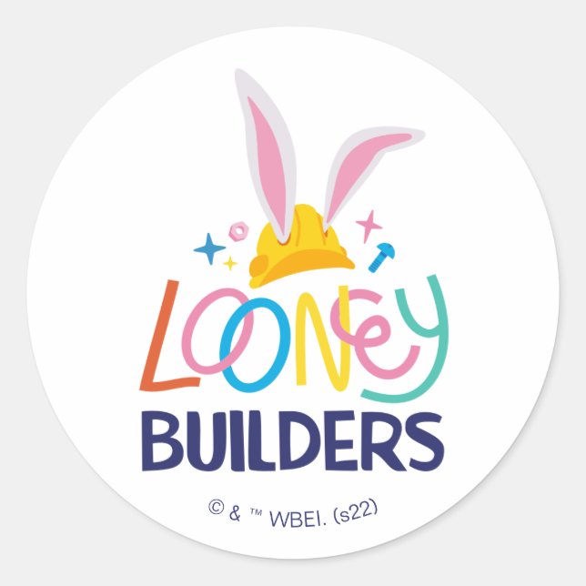 BUGS BUNNY BUILDERS™| Gestapelte Hard-Hat-Logos Runder Aufkleber (Vorderseite)