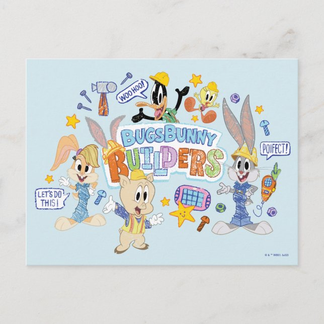 BUGS BUNNY BUILDERS™| Group Sketch Art Postkarte (Vorderseite)