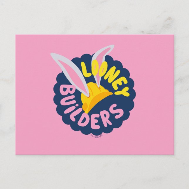 BUGS BUNNY BUILDERS™| Hard Hat Scalloping Logo Postkarte (Vorderseite)