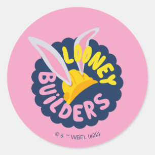 BUGS BUNNY BUILDERS™  Hard Hat Scalloping Logo Runder Aufkleber