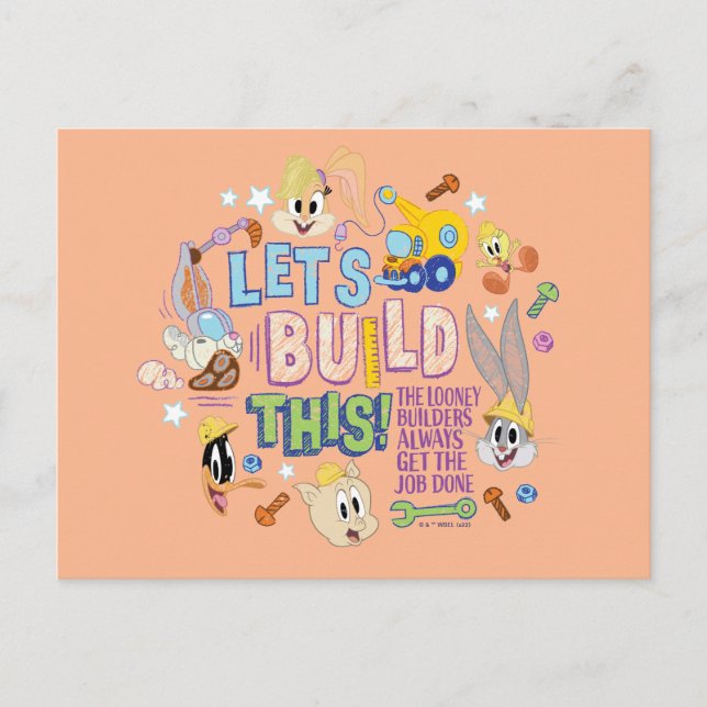 BUGS BUNNY BUILDERS™| "Let's build this" Sketch Postkarte (Vorderseite)