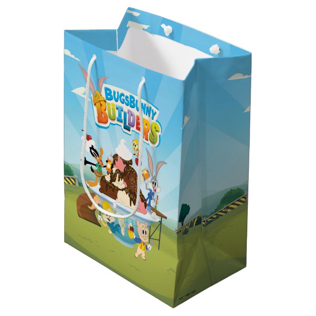 BUGS BUNNY BUILDERS™| Looney Builders Ice Creme Mittlere Geschenktüte (Vorderseite Schrägansicht)