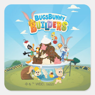 BUGS BUNNY BUILDERS™| Looney Builders Ice Creme Quadratischer Aufkleber