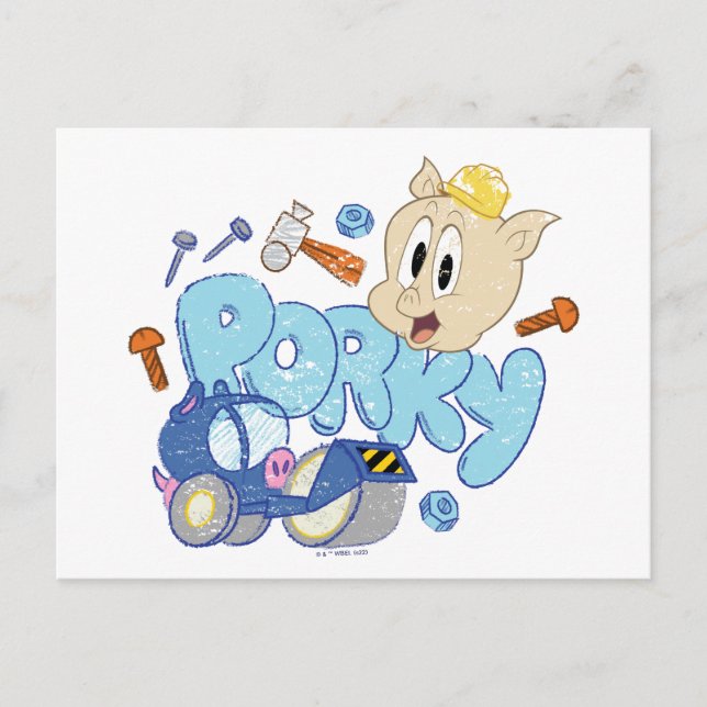 BUGS BUNNY BUILDERS™| Porky Sketch Art Postkarte (Vorderseite)