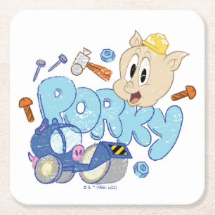 BUGS BUNNY BUILDERS™  Porky Sketch Art Rechteckiger Pappuntersetzer