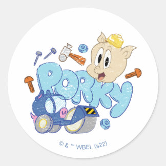 BUGS BUNNY BUILDERS™| Porky Sketch Art Runder Aufkleber