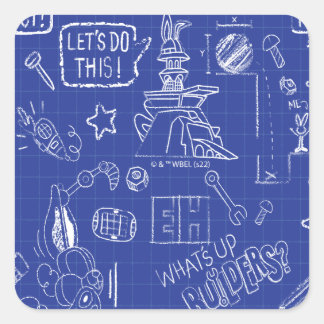 BUGS BUNNY BUILDERS™| Sketch Blueprint Muster Quadratischer Aufkleber