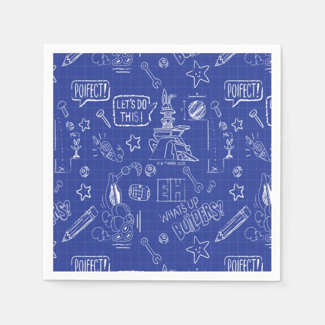 BUGS BUNNY BUILDERS™| Sketch Blueprint Muster Serviette (Vorderseite)