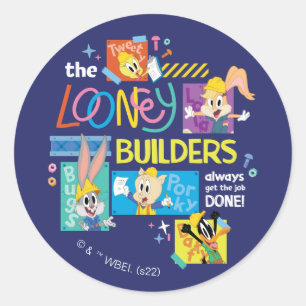 BUGS BUNNY BUILDERS™  The Looney Builders Collage Runder Aufkleber