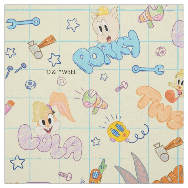 BUGS BUNNY BUILDERS™| Zeichenskizzenmuster Stoff (Muster)