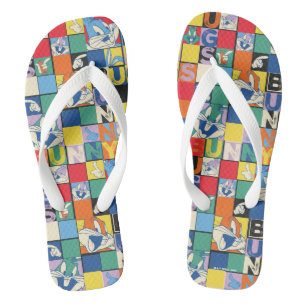 BUGS BUNNY™ Bunter Name und Gesicht Checker Flip Flops