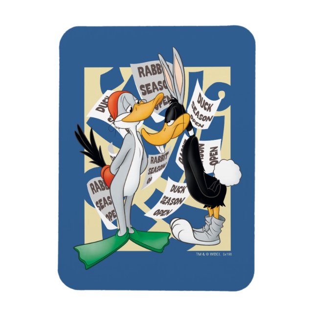 BUGS BUNNY™ & DAFFY DUCK™ Bereit für die Jagdsaiso Magnet (Vertikal)