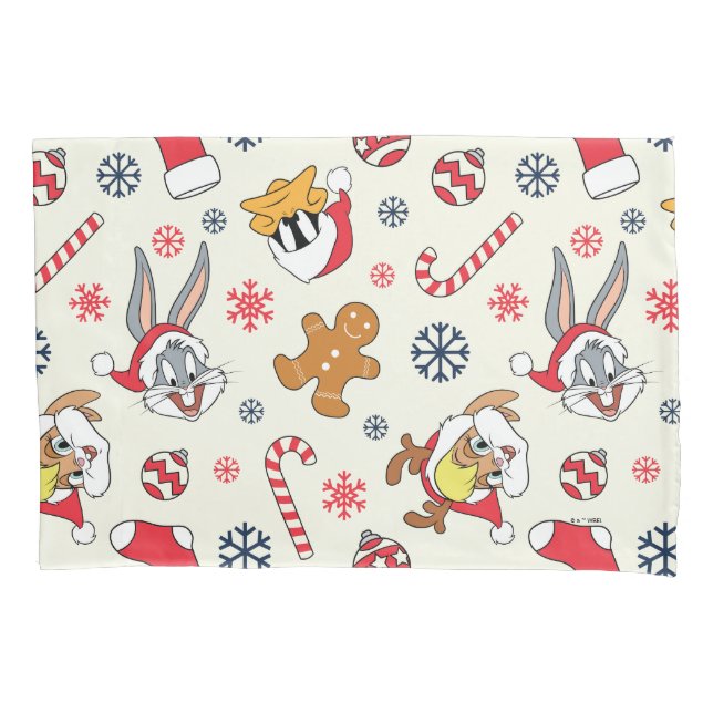 BUGS BUNNY™, DAFFY DUCK™ & Lola Weihnachtsmuster Kissenbezug (Vorderseite)