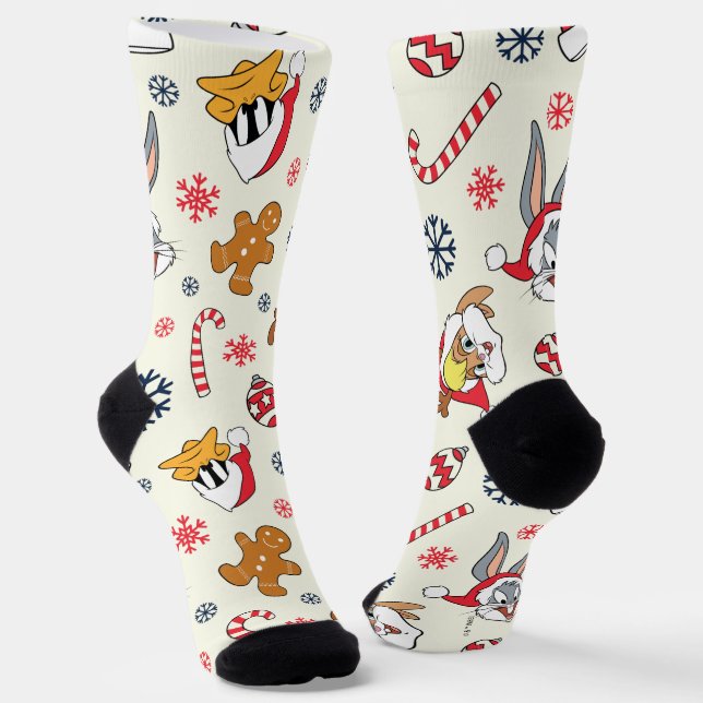 BUGS BUNNY™, DAFFY DUCK™ & Lola Weihnachtsmuster Socken (Gewinkelt)