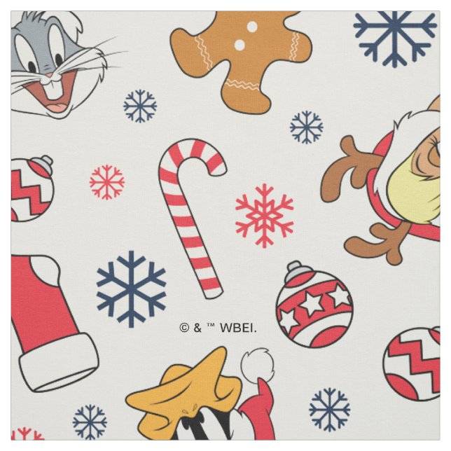 BUGS BUNNY™, DAFFY DUCK™ & Lola Weihnachtsmuster Stoff (Muster)