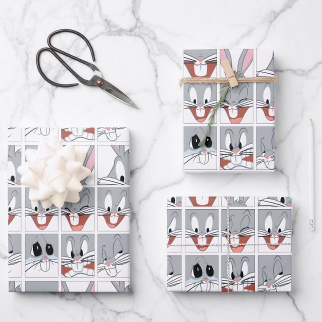 BUGS BUNNY™ Expression Blocks Geschenkpapier Set (Vorderseite)