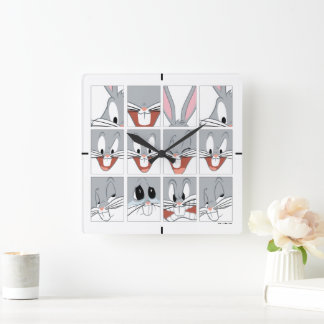 BUGS BUNNY™ Expression Blocks Quadratische Wanduhr