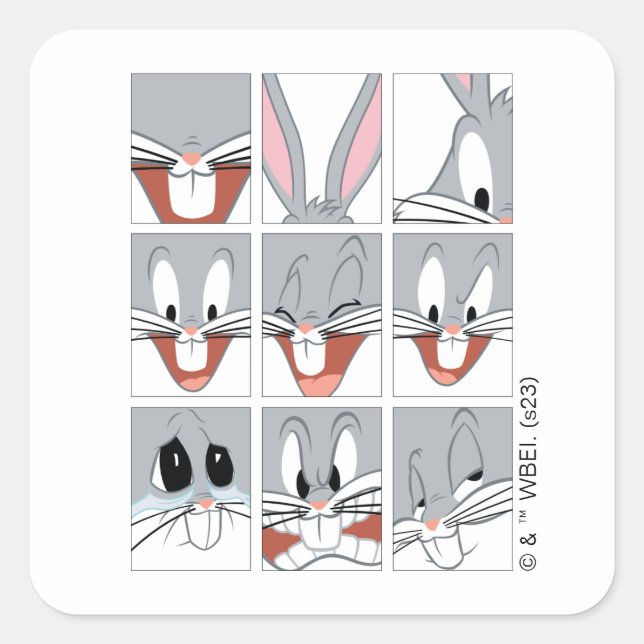 BUGS BUNNY™ Expression Blocks Quadratischer Aufkleber (Vorderseite)