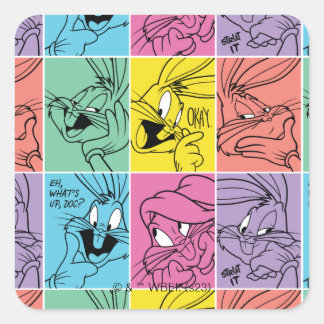 BUGS BUNNY™ Farbblockausdrücke Quadratischer Aufkleber