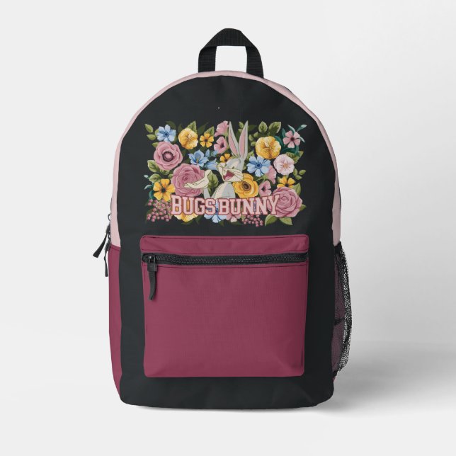 BUGS BUNNY™ Floral Embroidery Graphic Bedruckter Rucksack (Vorderseite)