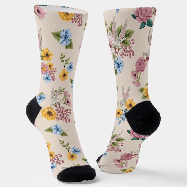 BUGS BUNNY™ Floral Embroidery Pattern Socken (Gewinkelt)