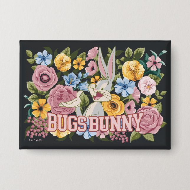 BUGS BUNNY™ Florale Stickerei Grafik Button (Vorderseite)