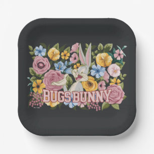BUGS BUNNY™ Florale Stickerei Grafik Pappteller