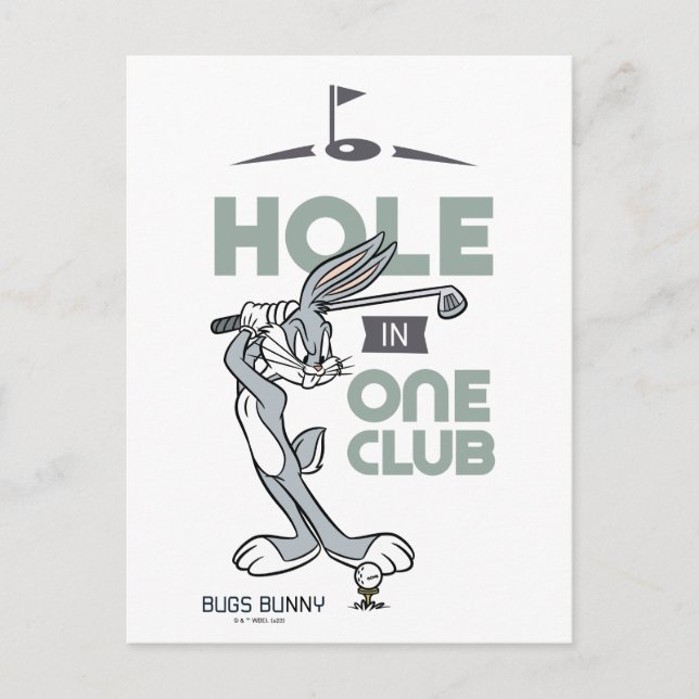 BUGS BUNNY™ Golfspielen - Loch in einem Club Postkarte (Vorderseite)