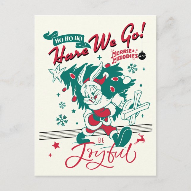 BUGS BUNNY™ - Ho Ho Ho, Hare We Go! Feiertagspostkarte (Vorderseite)