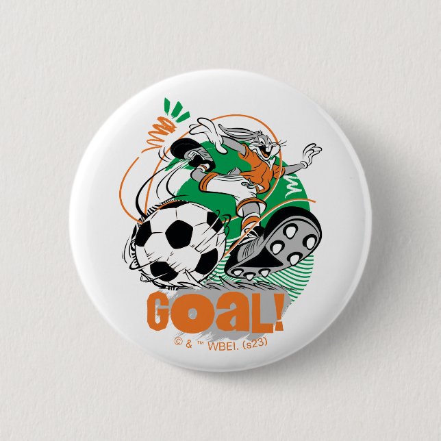BUGS BUNNY™ Kicking Soccer Goal Button (Vorderseite)