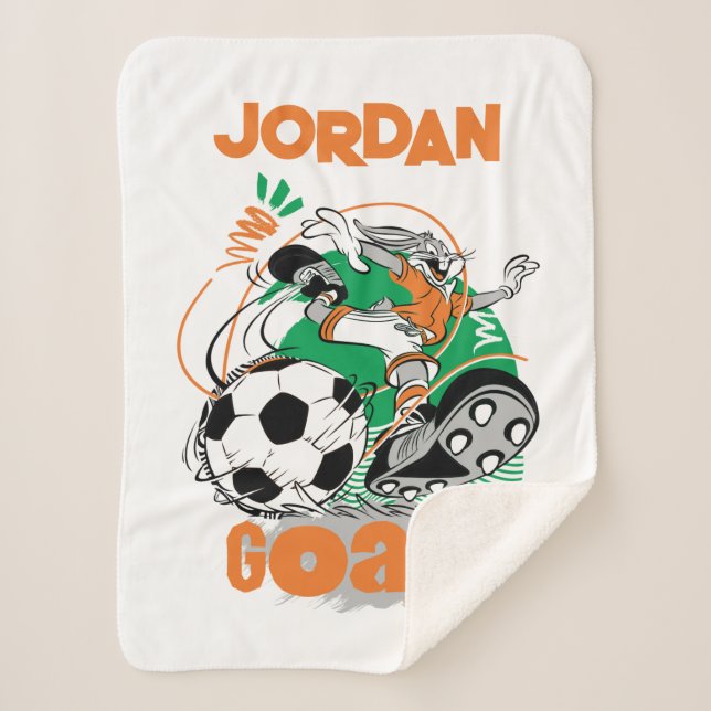 BUGS BUNNY™ Kicking Soccer Goal Sherpadecke (Vorderseite)