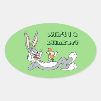 BUGS BUNNY™ Lay Down Eating Carrot Ovaler Aufkleber