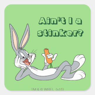 BUGS BUNNY™ Lay Down Eating Carrot Quadratischer Aufkleber