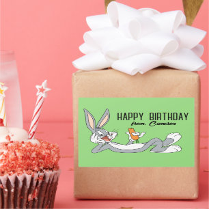 BUGS BUNNY™ LLIDown Happy Birthday Rechteckiger Aufkleber