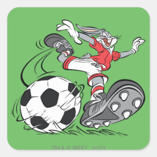 BUGS BUNNY™ Playing Soccer Quadratischer Aufkleber