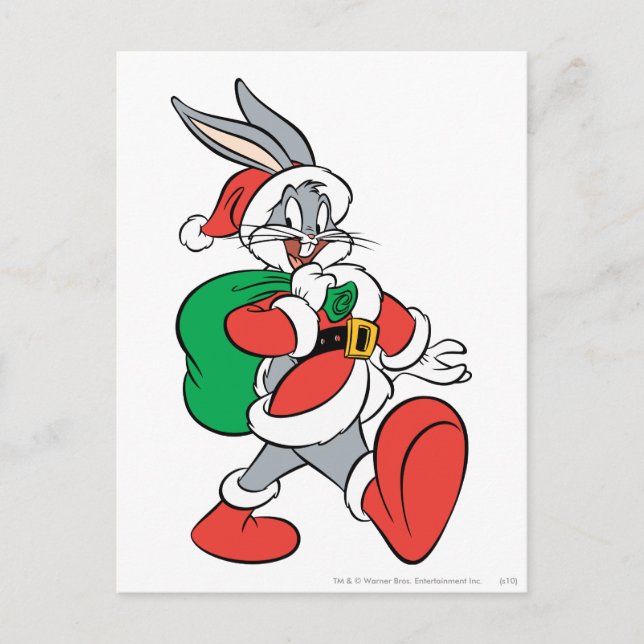 BUGS BUNNY™ Santa Feiertagspostkarte (Vorderseite)