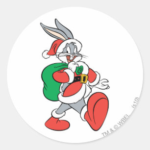 BUGS BUNNY™ Santa Runder Aufkleber