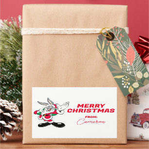 BUGS BUNNY™ Santa Waving   Happy Holidays Rechteckiger Aufkleber