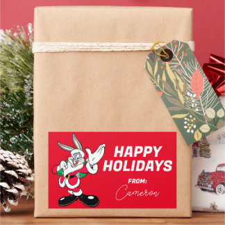 BUGS BUNNY™ Santa Waving | Happy Holidays Rechteckiger Aufkleber