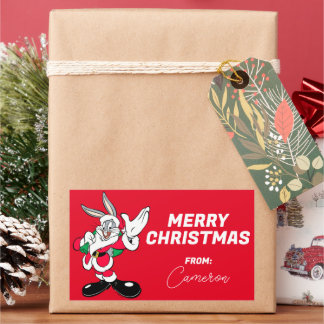 BUGS BUNNY™ Santa Waving | Happy Holidays Rechteckiger Aufkleber