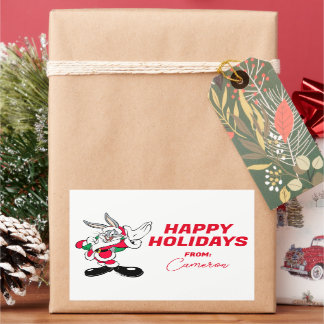BUGS BUNNY™ Santa Waving | Happy Holidays Rechteckiger Aufkleber