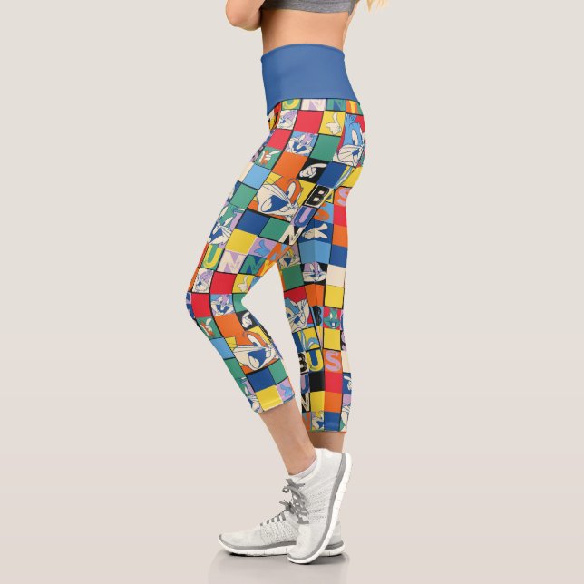 BUGS BUNNY™ Schachbrett mit farbenfrohen Namen und Capri Leggings (Links)