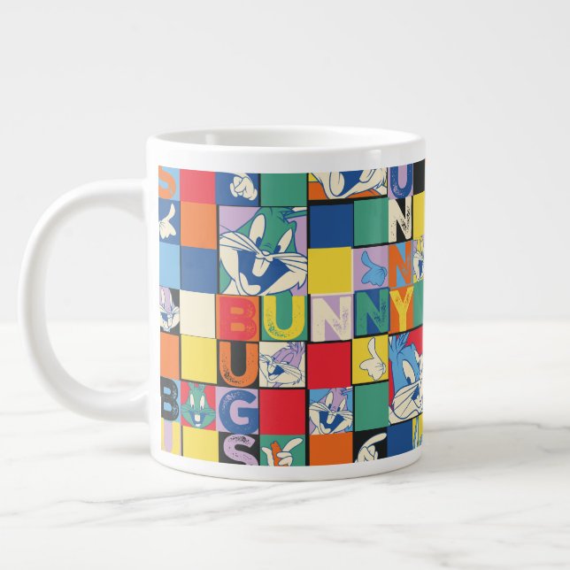 BUGS BUNNY™ Schachbrett mit farbenfrohen Namen und Jumbo-Tasse (Links)