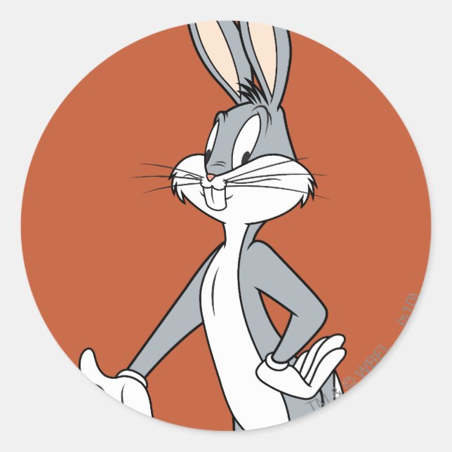 BUGS BUNNY™ Stehend Runder Aufkleber (Vorderseite)