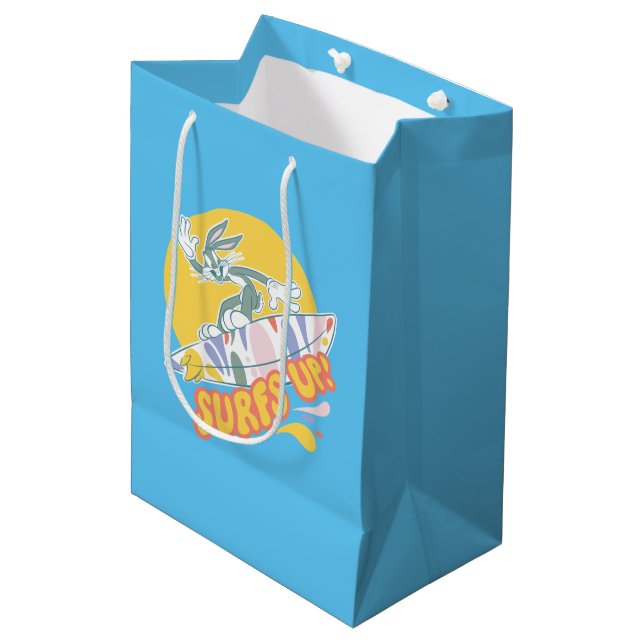 BUGS BUNNY™ - Surfs Up! Mittlere Geschenktüte (Vorderseite Schrägansicht)
