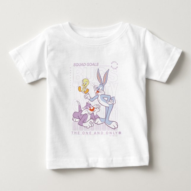 BUGS BUNNY™, TWEETY™, SYLVESTER™ Squad Goals Baby T-shirt (Vorderseite)